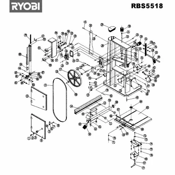 Ryobi RBS5518 Spare Parts List Type: 5133000795